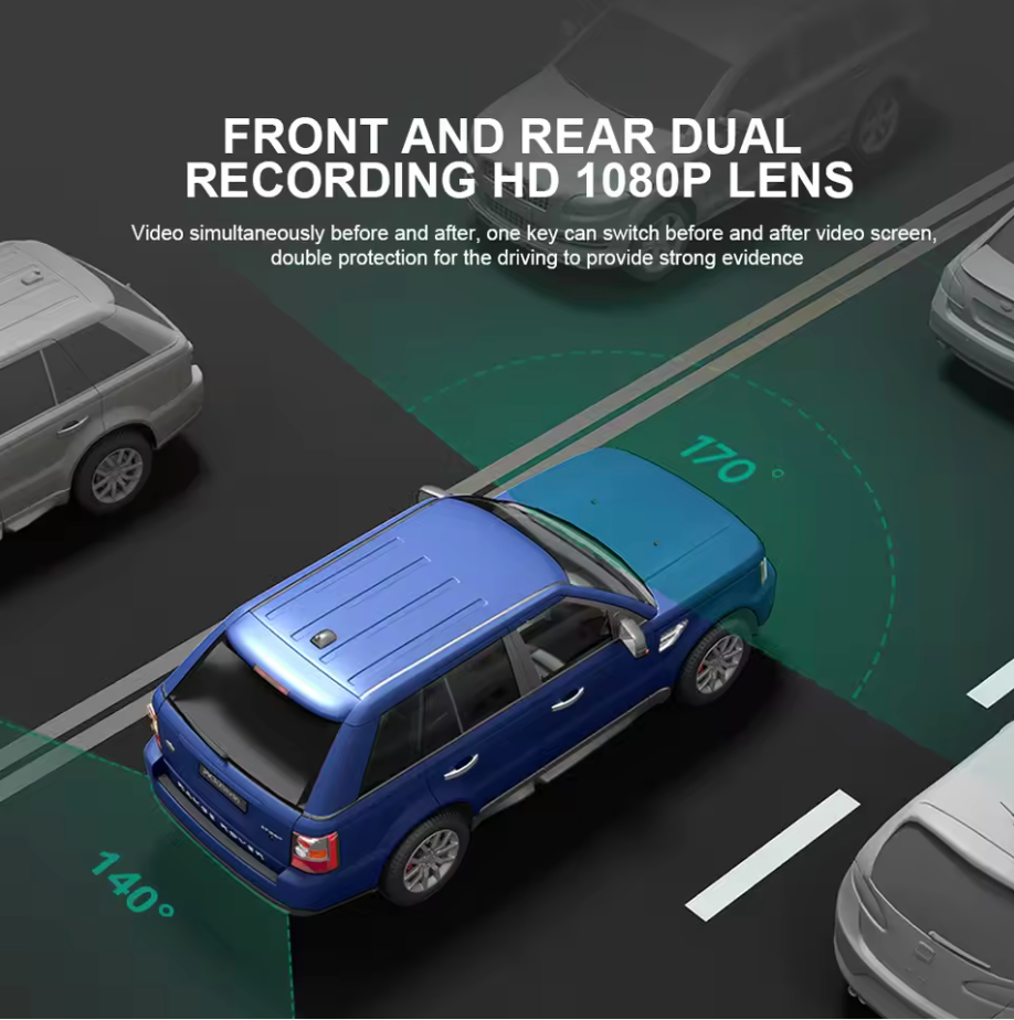 Nueva Cámara de salpicadero con espejo DVR Full HD de doble lente DVR para coche de 4,3 pulgadas con cámara trasera 1080P caja negra para coche DVR