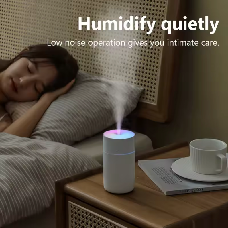 Humidificador de aire portátil inalámbrico, minidifusor de Aroma recargable por USB para el hogar y el coche, humidificador de aceite esencial colorido