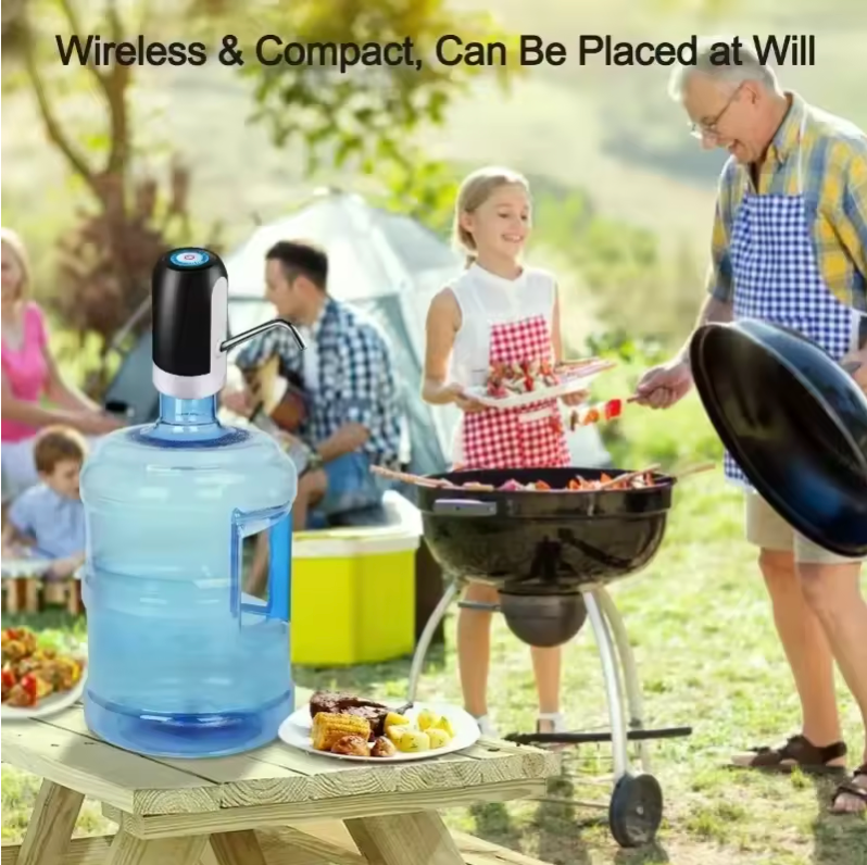 Dispensador de Agua Eléctrico USB-C Bomba Recargable 1200mAh con 2 Adaptadores para Garrafas y Botellas de 3,5 a 18,9L Ideal para Hogar, Oficina y Camping