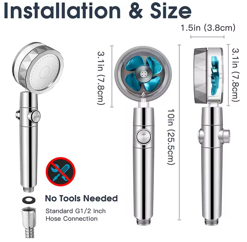 Ducha Hélice Descalcificadora filtro de agua anti-cal elimina impurezas como cloro, sedimentos y metales pesados